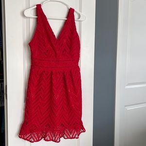 Red beautiful lace detail! Zipper back!